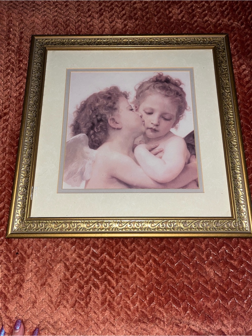 Vintage 1890 “First Kiss”  frame work hold in color. .